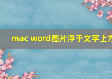 mac word图片浮于文字上方